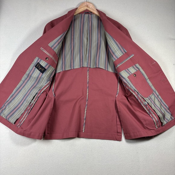 Flynt Mens Blazer Jacket Sz 42R Sport‎ Coat Bueller Salmon Stretch Cotton Preppy - Picture 2 of 8